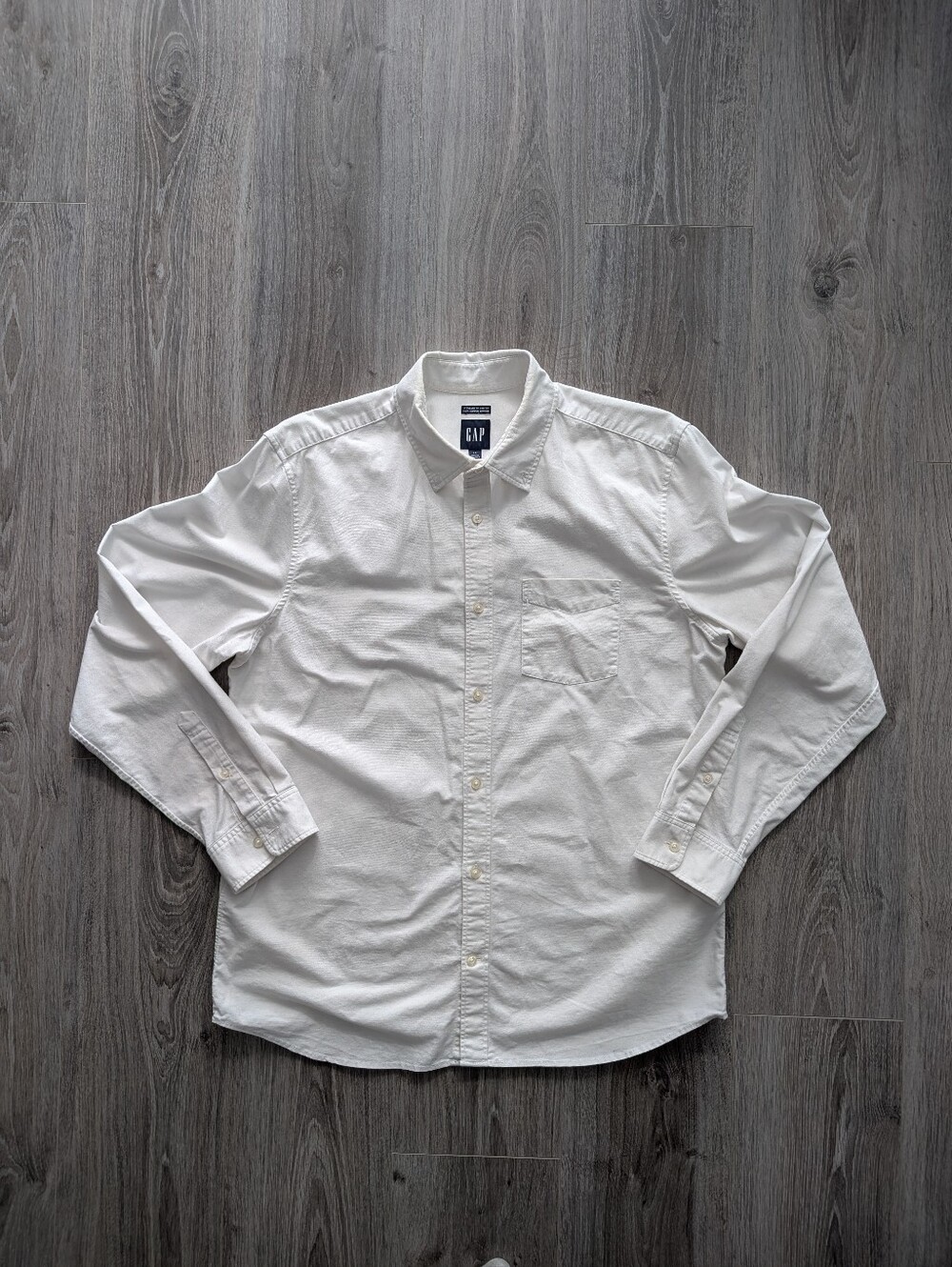 GAP White Long-Sleeve Button-Down Oxford Shirt